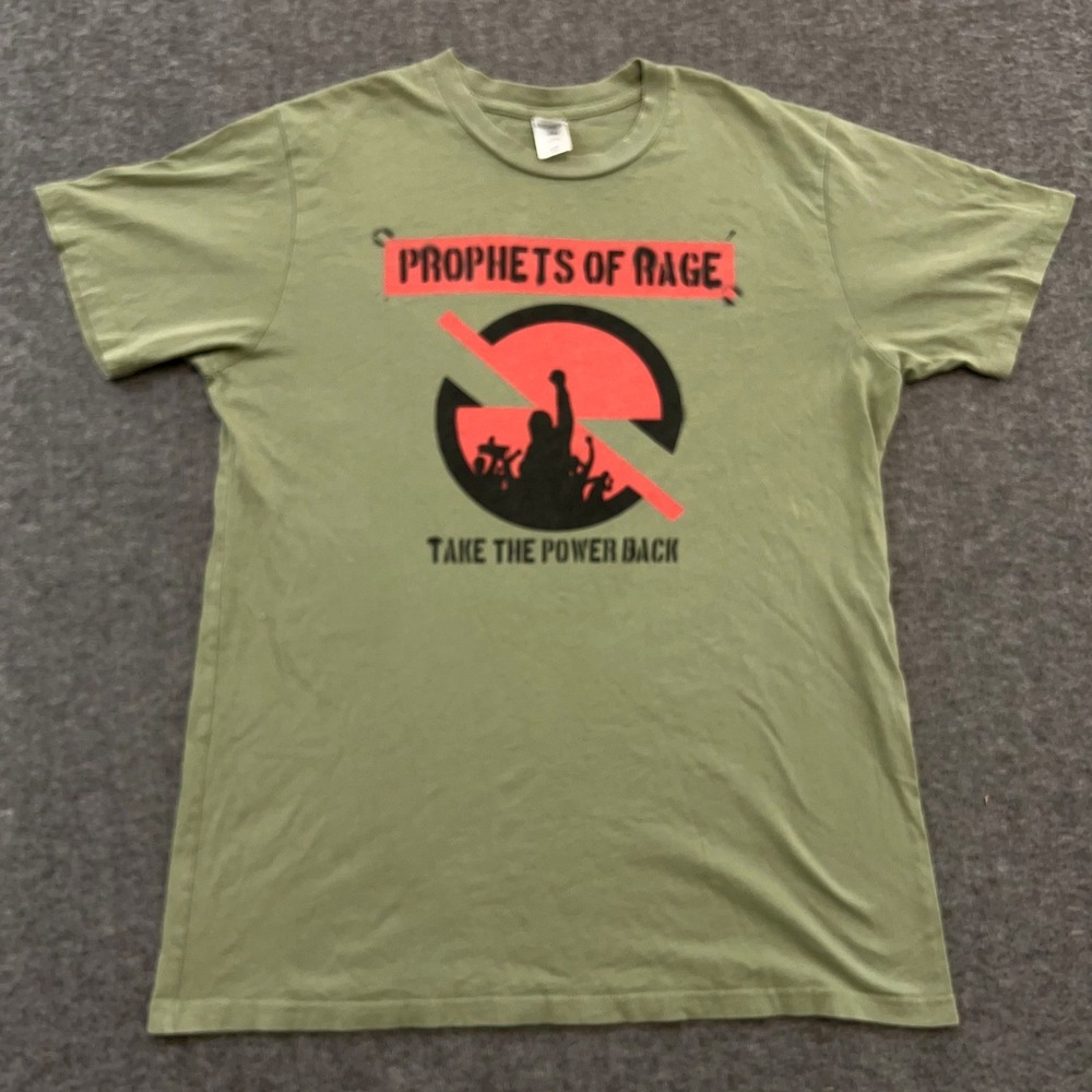Prophets Of Rage Take The Power Back Tee‎ RATM Rock Supergroup Green Large